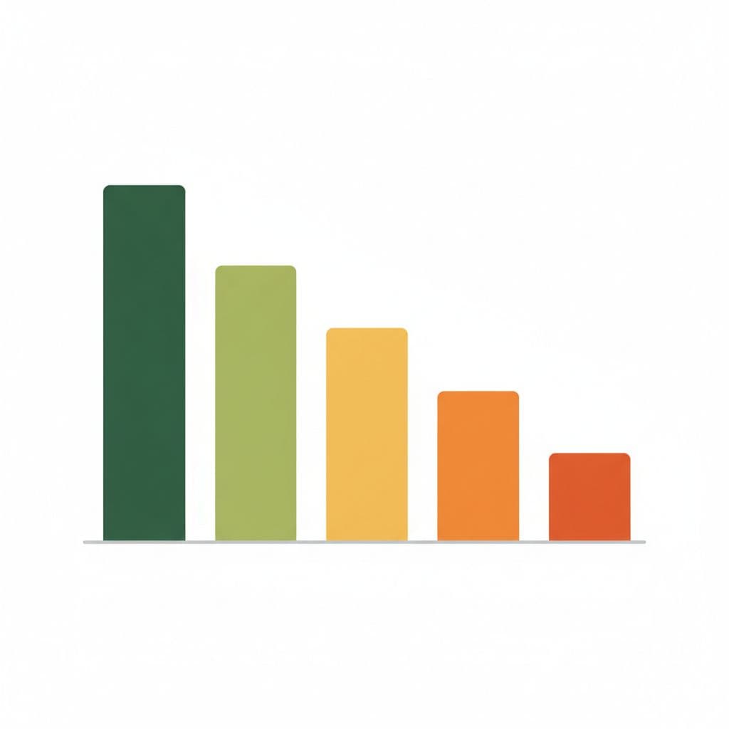 A minimalist bar chart visualization representing ecommerce product margins on a clean white background.