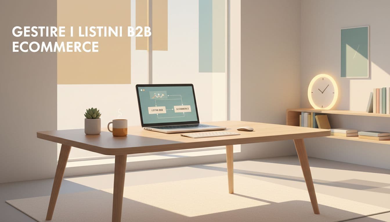 A clean office desk featuring a laptop in a minimalist and warmly lit room.