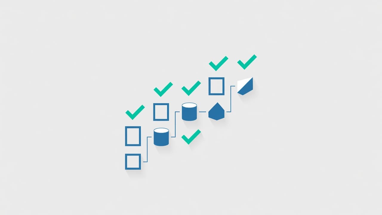 A set of geometric icons arranged in a clean vertical row against a soft pastel background. Each abstract shape represents a specific technical parameter for professional e-commerce product photography standards.