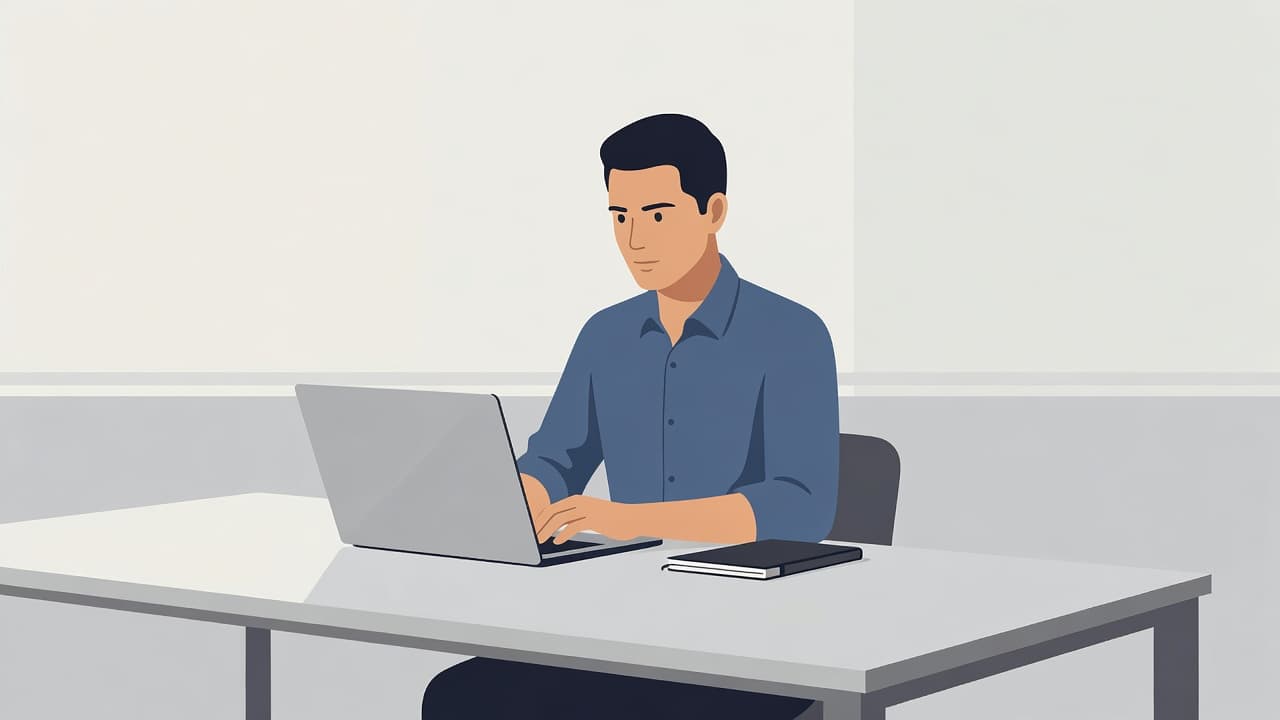 Una persona lavora con il computer portatile a una scrivania ordinata.